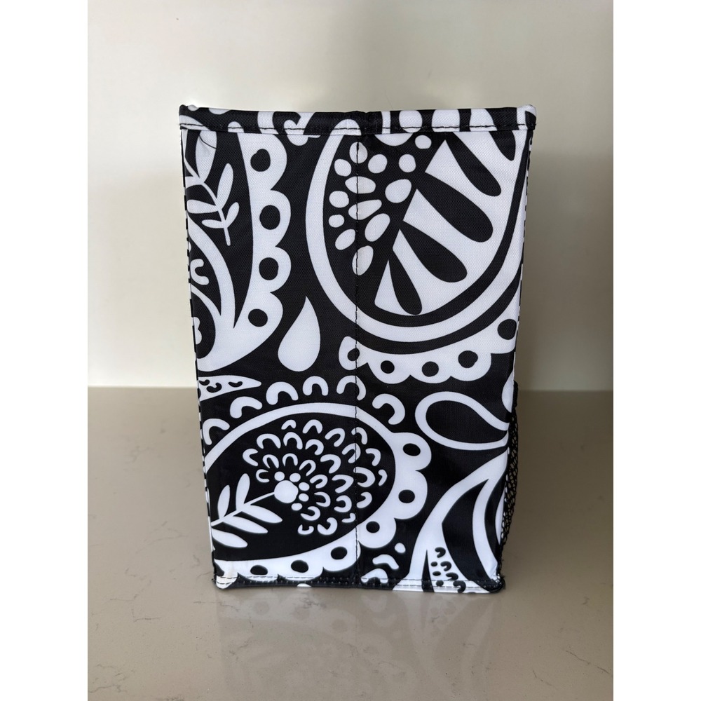 Thirty-One Fold N File Organizer Black White Paisley Storage Utility Tote Bag - Picture 3 of 7